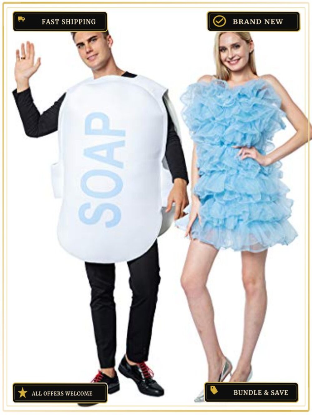 Couple Halloween Loofah & Soap Costume Funny Dress Up Bath Set Adult